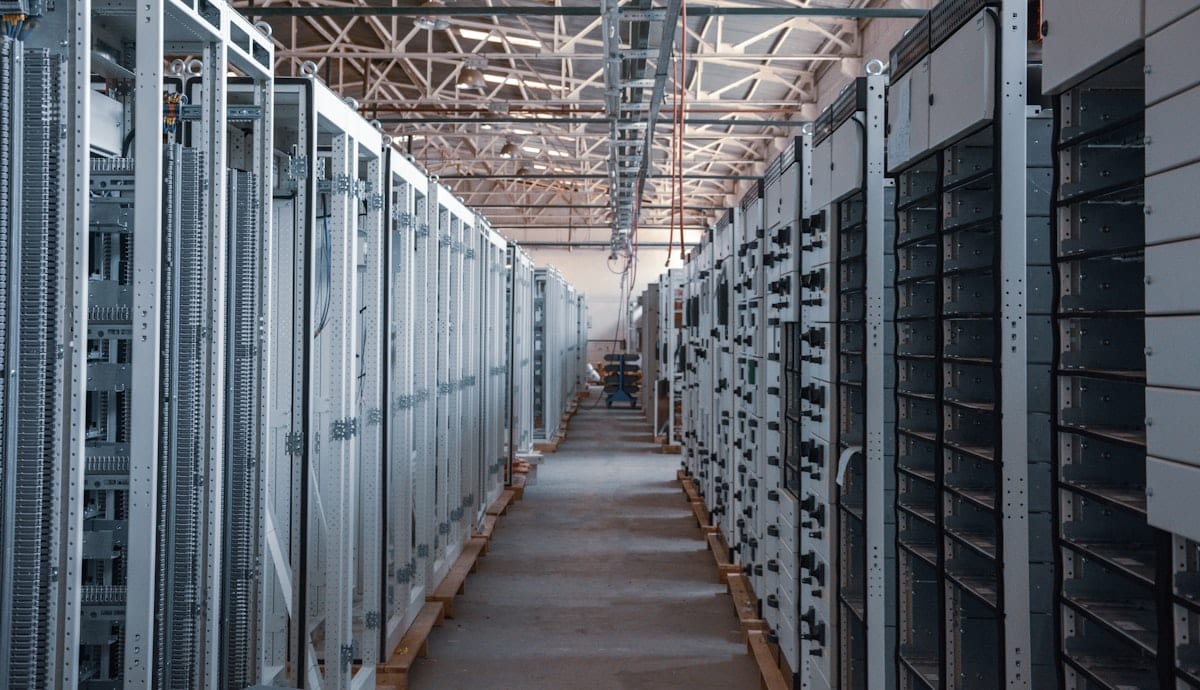 Industrial equipment cabinets in a facility