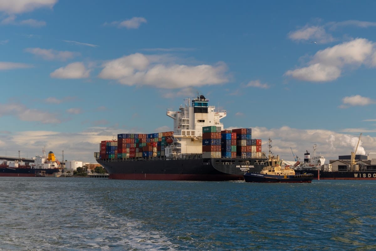 Cargo ship at sea