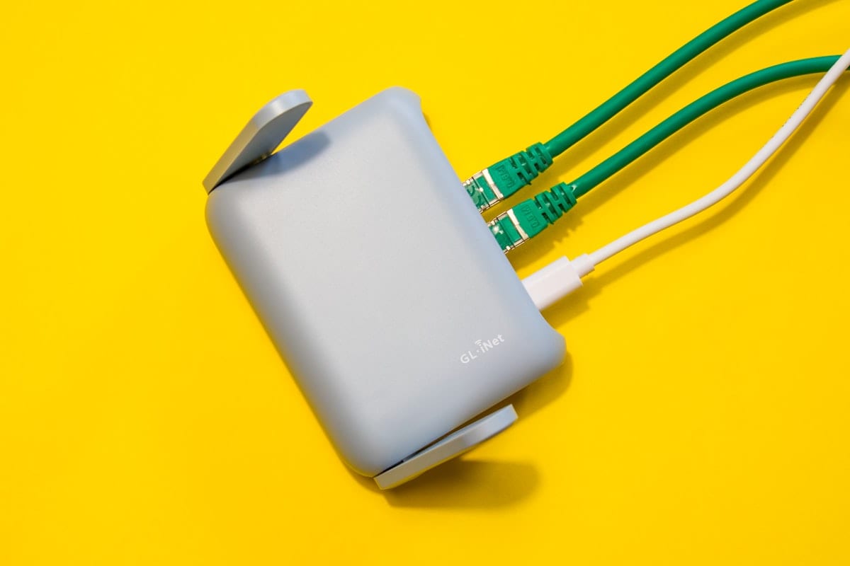 Network router with cables connected