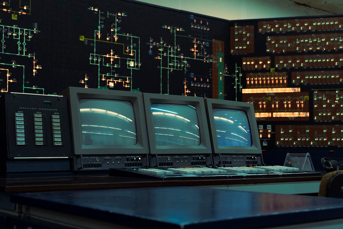 Inside an old control room